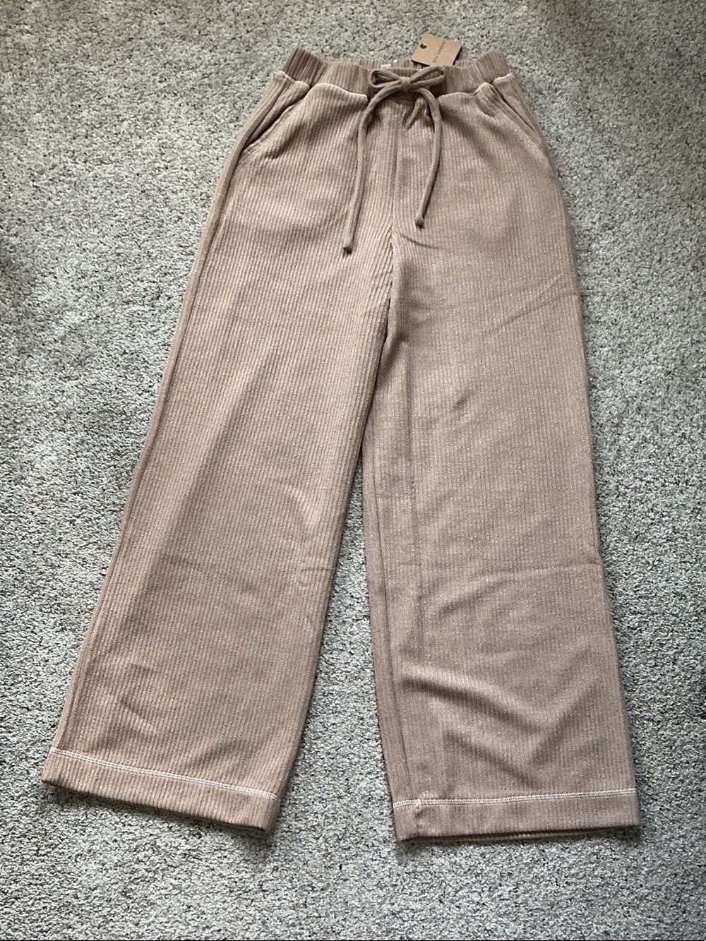 NWT Blu Pepper Ribbed Drawstring Lounge Pants - Taupe